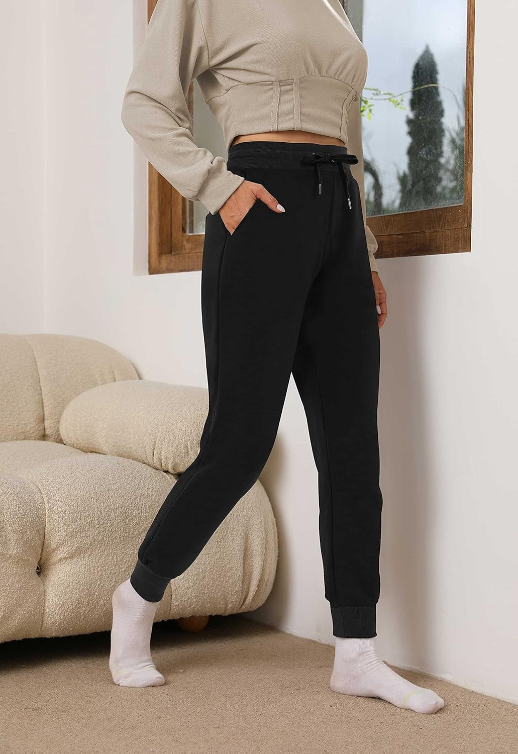 Fleece Lined Joggers for Women Thermal Sweatpants for Women Joggers with Pockets Workout Pants Running Pants